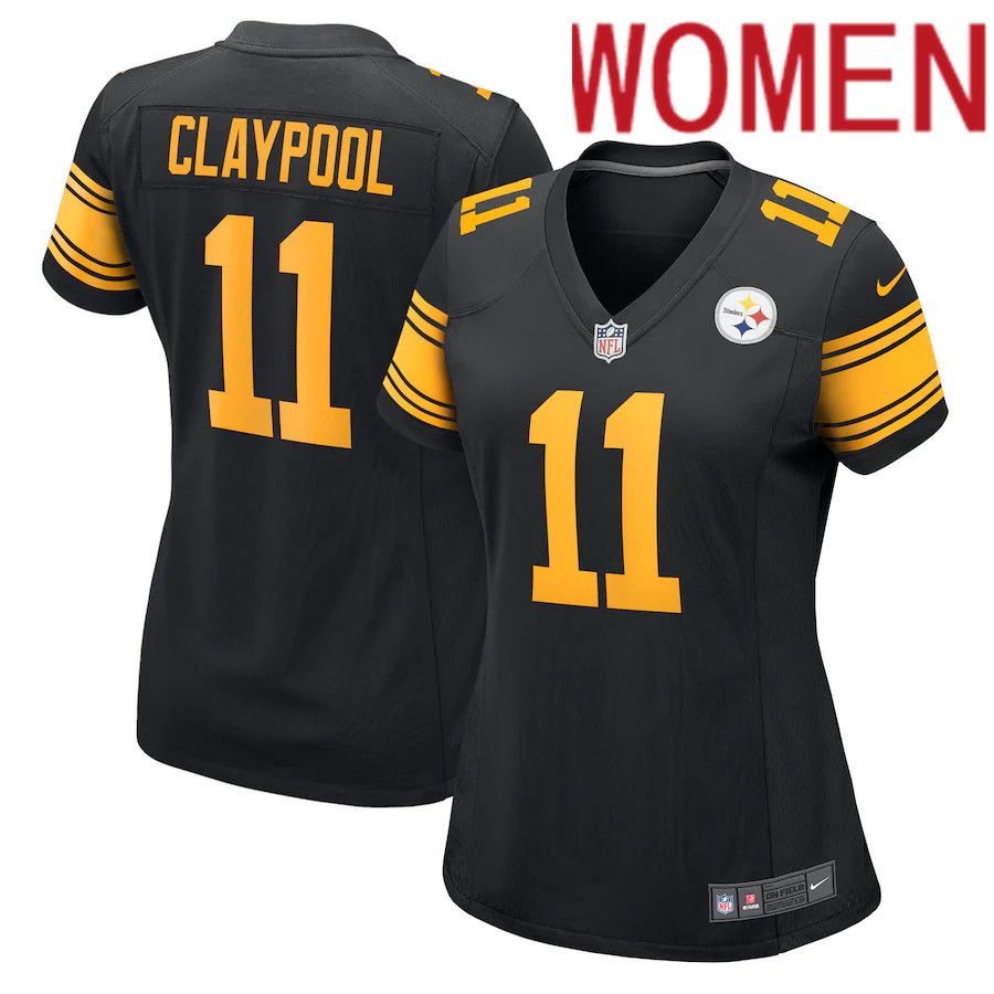 Women Pittsburgh Steelers 11 Chase Claypool Nike Black Alternate Game NFL Jersey